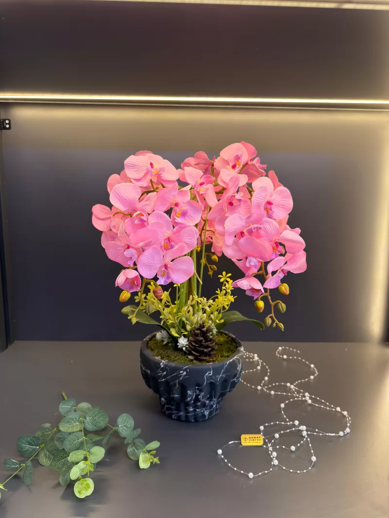 5 Dal Pembe Orkide Aranjmanı