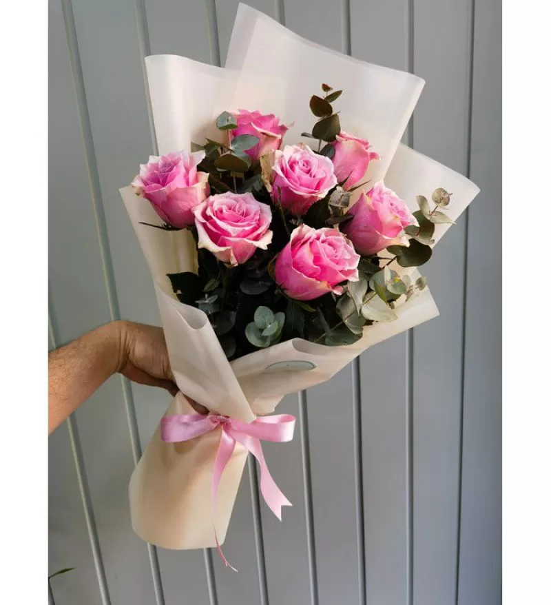 7 Pembe Gül Buketi