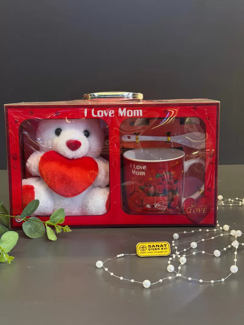 I Love Mom Kupa Ve Ayıcık Çantası