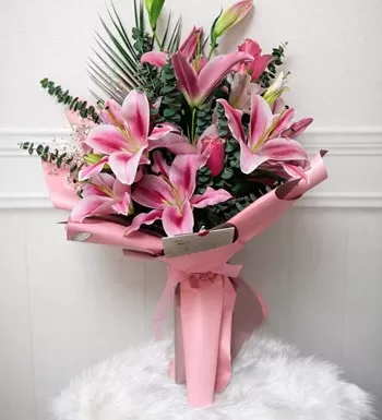 Lilyum Buketi Pembe Zambak