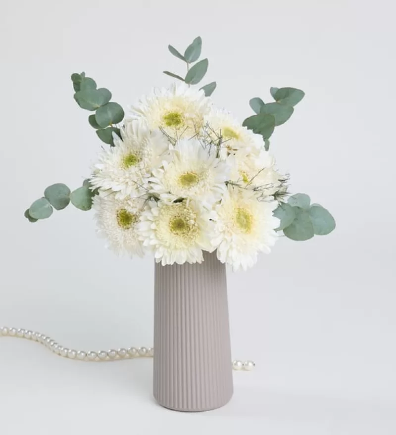 Polimer Vazoda Beyaz Gerbera